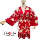 KIMONO BORDADO CORAL CON FLECOS