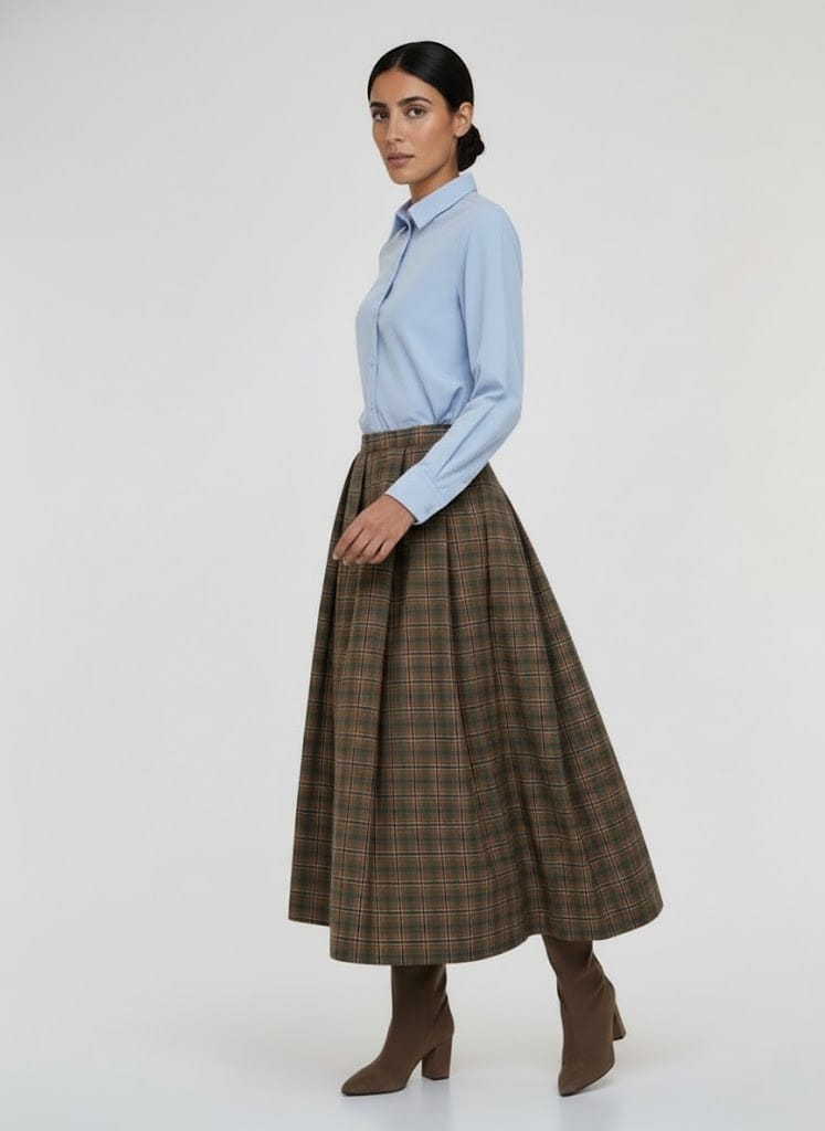 TARTAN VERDE SANCHA TRADICION POPULAR BADAJOZ MODA MUJER SANCHA PRET A COTURE